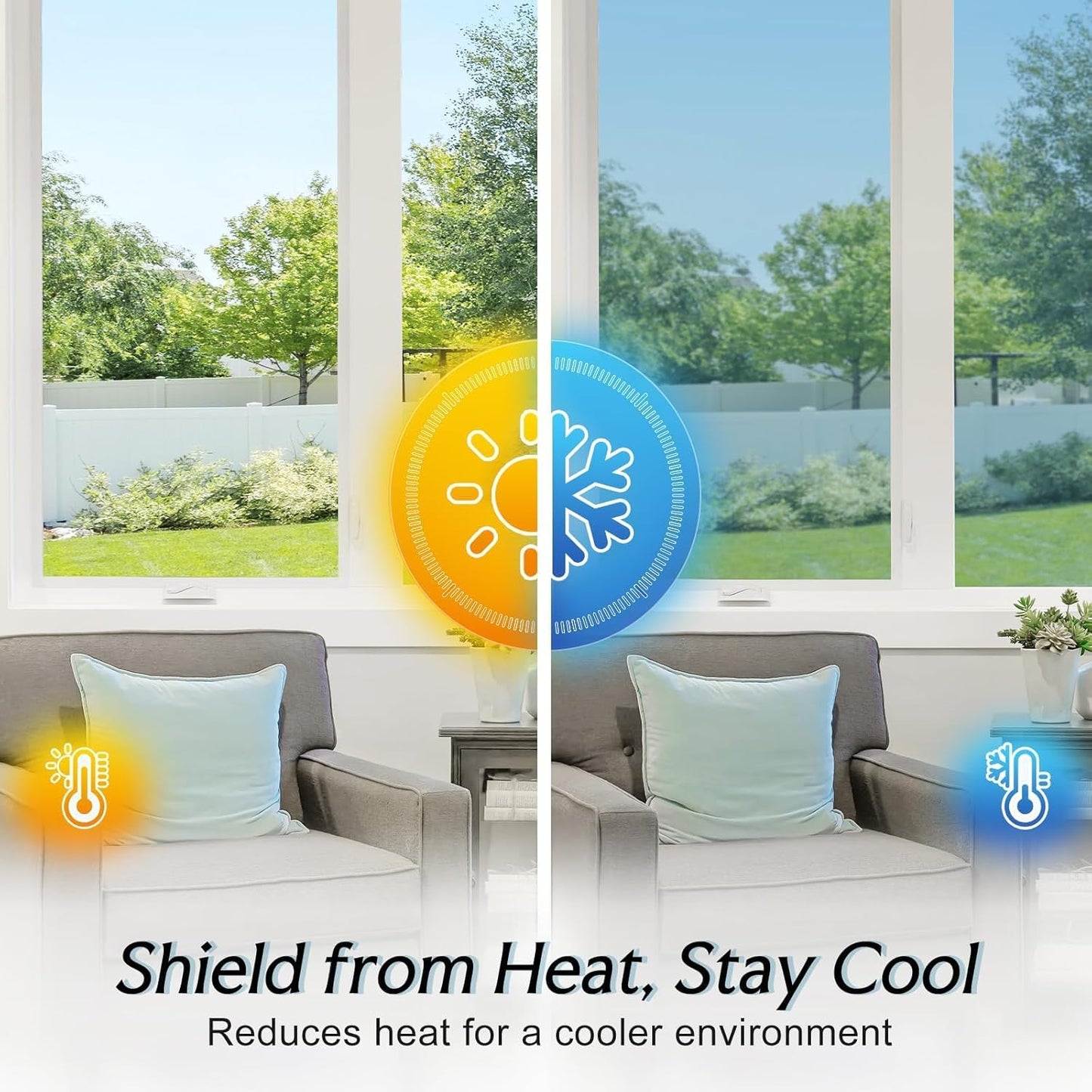 DOWELL One Way Window Privacy Film with 3 Tools Window Tint for Home Sun Blocking Heat Control Anti UV Reflective Mirror Covering See Out Not in for House and Office Silver 35.4" X 78.7"