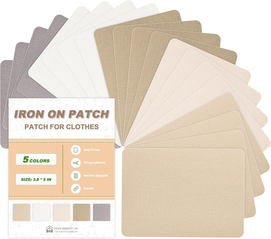 Iron on Patches for Clothes, 20 Pieces Patches for Cloth, 100% Cotton Fabric Patches for Clothing, Bag, Hat Repair, Clothing Repair Decorating Kit 3.7" by 4.9" (9.5 cm x 12.5 cm, Light Colors Series)