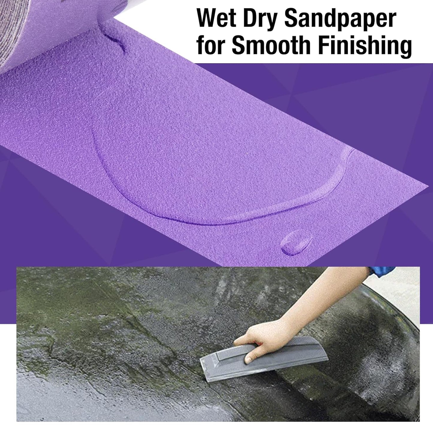 80 Grit PSA Purple Film Ceramic Sandpaper Roll, 2-3/4" Wide Continuous 10 Yard Longboard Sanding Roll Wet Dry Sanding Blocks Self Adhesive Sticky Back Sanding Sheets for Woodworking Automotive