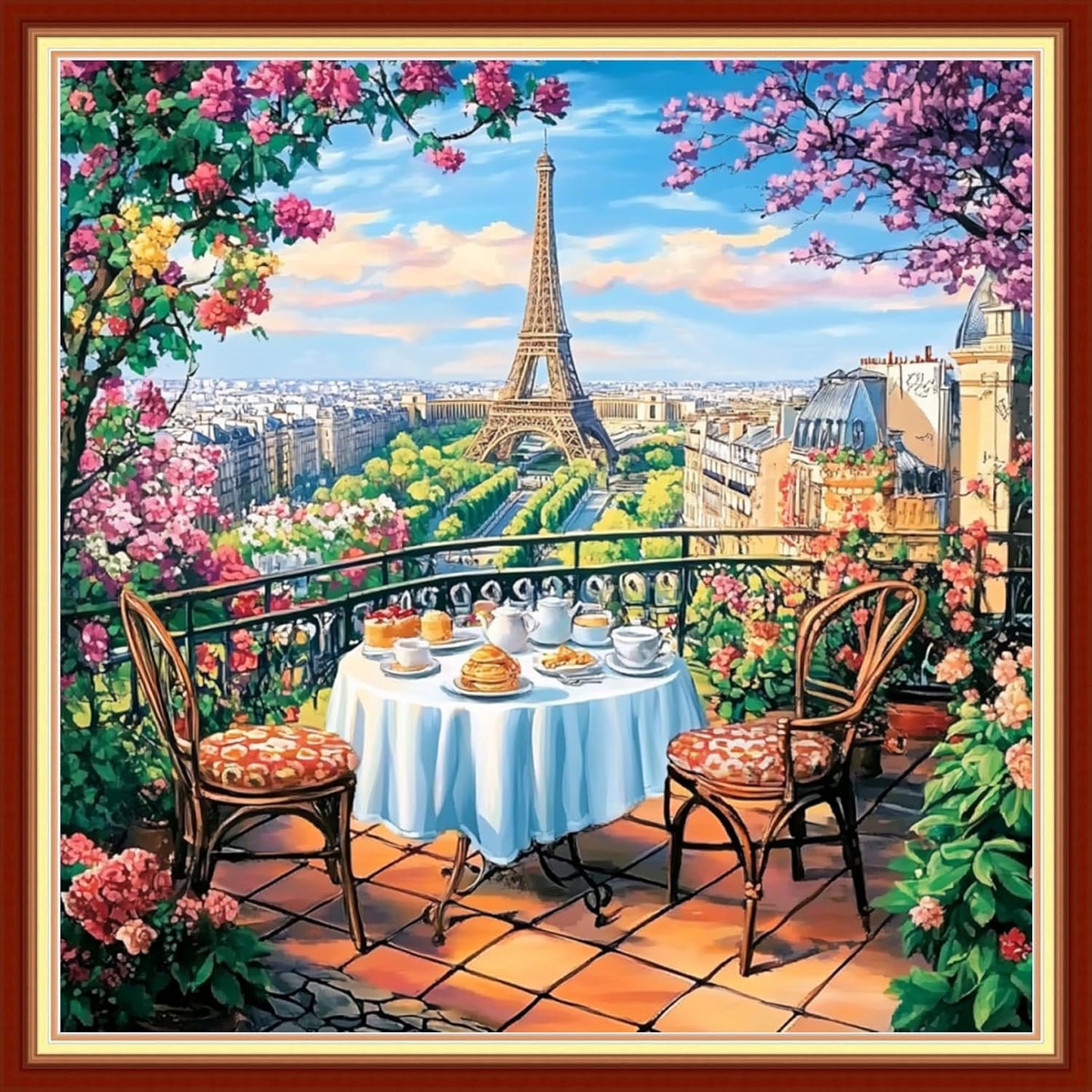 Joyhoor Cross Stitch Kits for Beginners Stamped Cross-Stitch Supplies Needlework preprint Embroidery Kits for Adults DIY Needlepoint Kits Embroidery Patterns 11CT-Tower Scenery 18x18 inchs