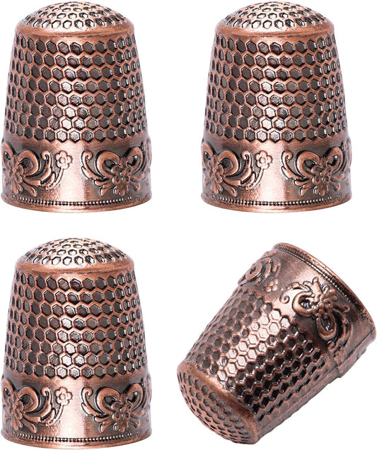 4Pack Thimbles for Hand Sewing, Sewing Thimble Hand-Working Sewing Thimble Finger Protector (Rose)