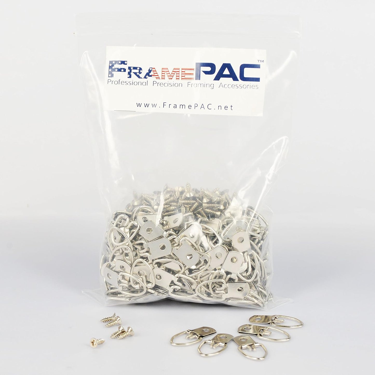 D Ring Picture Hangers with Screws - 500 Pack - Bulk D Rings - Pro Quality Hangers - Picture Hanging Solutions