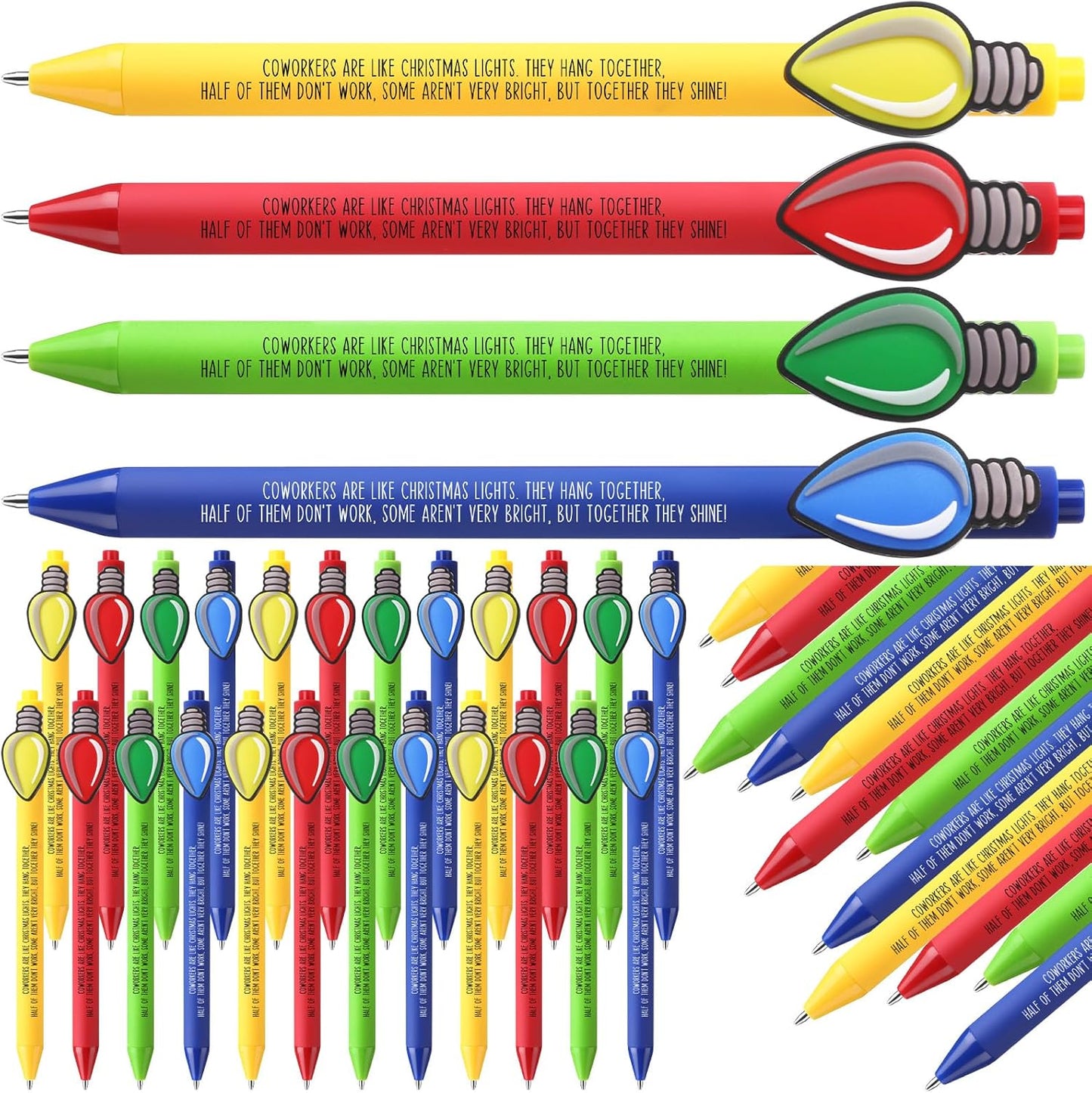 Eaasty 48 Pcs Christmas Gifts for Coworkers Appreciation Ballpoint Pens Bulk Coworkers Are Like Christmas Lights Holiday Thank You Gifts for Employee Team Colleagues (Appreciation)