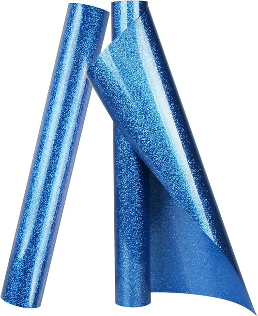 TORC Royal Blue Glitter HTV Heat Transfer Vinyl Roll 12 inch x 10 ft Iron on Vinyl for T Shirts Crafts