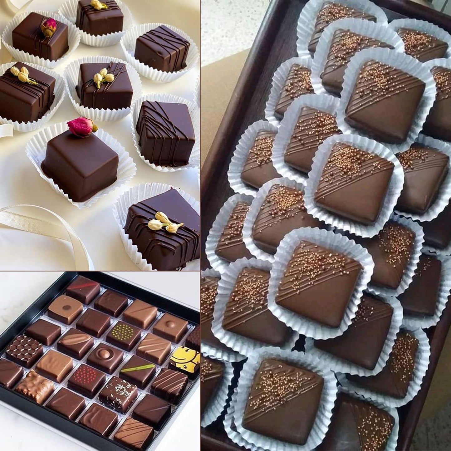 Sakolla 2 Pack Caramel Candy Molds, 40 Cavities Square Cube Silicone Molds for Chocolate, Candy, Ice Cubes, Gummy, Ganache, Jelly, Truffles