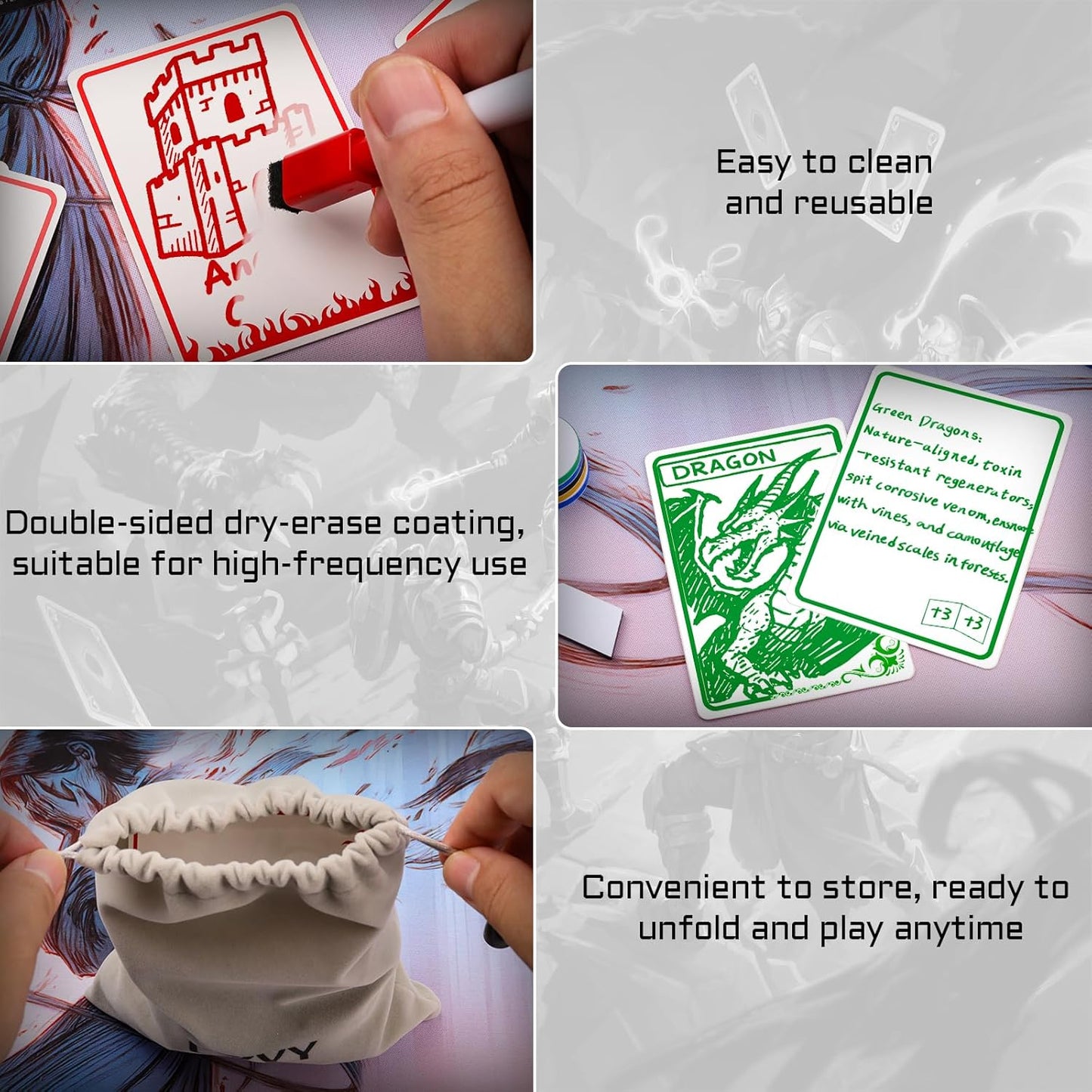 All-in-One Dry Erase MTG Tokens Gift Bundles - 50 Reusable Proxy Cards + 75 Blank Acrylic Counters & Tags Set with 5 Color-Coded Markers for TCG Players, Commander Decks & D&D