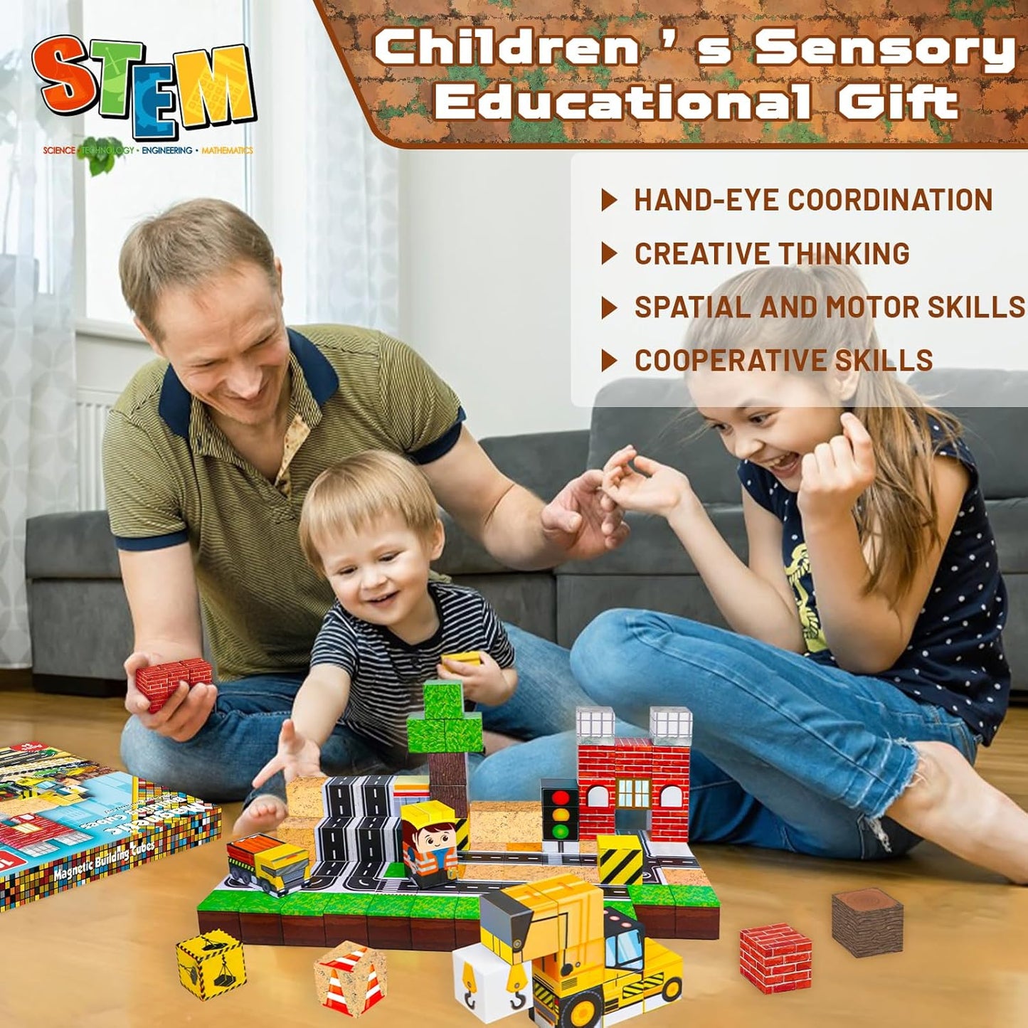 Magnetic Blocks - 100PCS Magnetic Building Blocks Magnet Cubes Stacking Construction Set, STEM Montessori Sensory Toys for Kids Boys Girls Ages 3-5 6-8 Holiday Easter Birthday Gifts