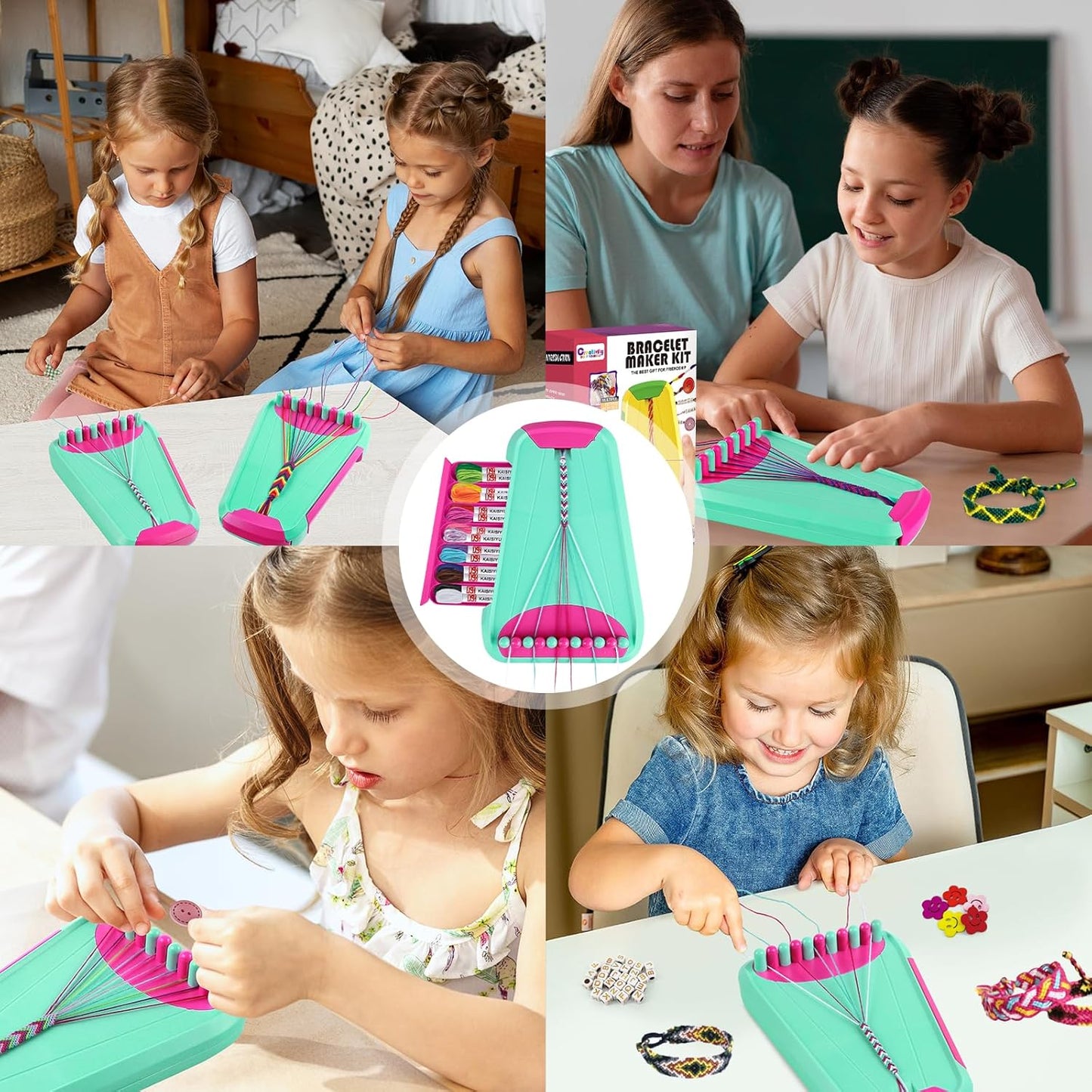 Rdfmy Friendship Bracelet Making Kit for Girls, Arts and Crafts Bracelets String Maker Kit for Kids Ages 8-12 Christmas Birthday Gifts Green