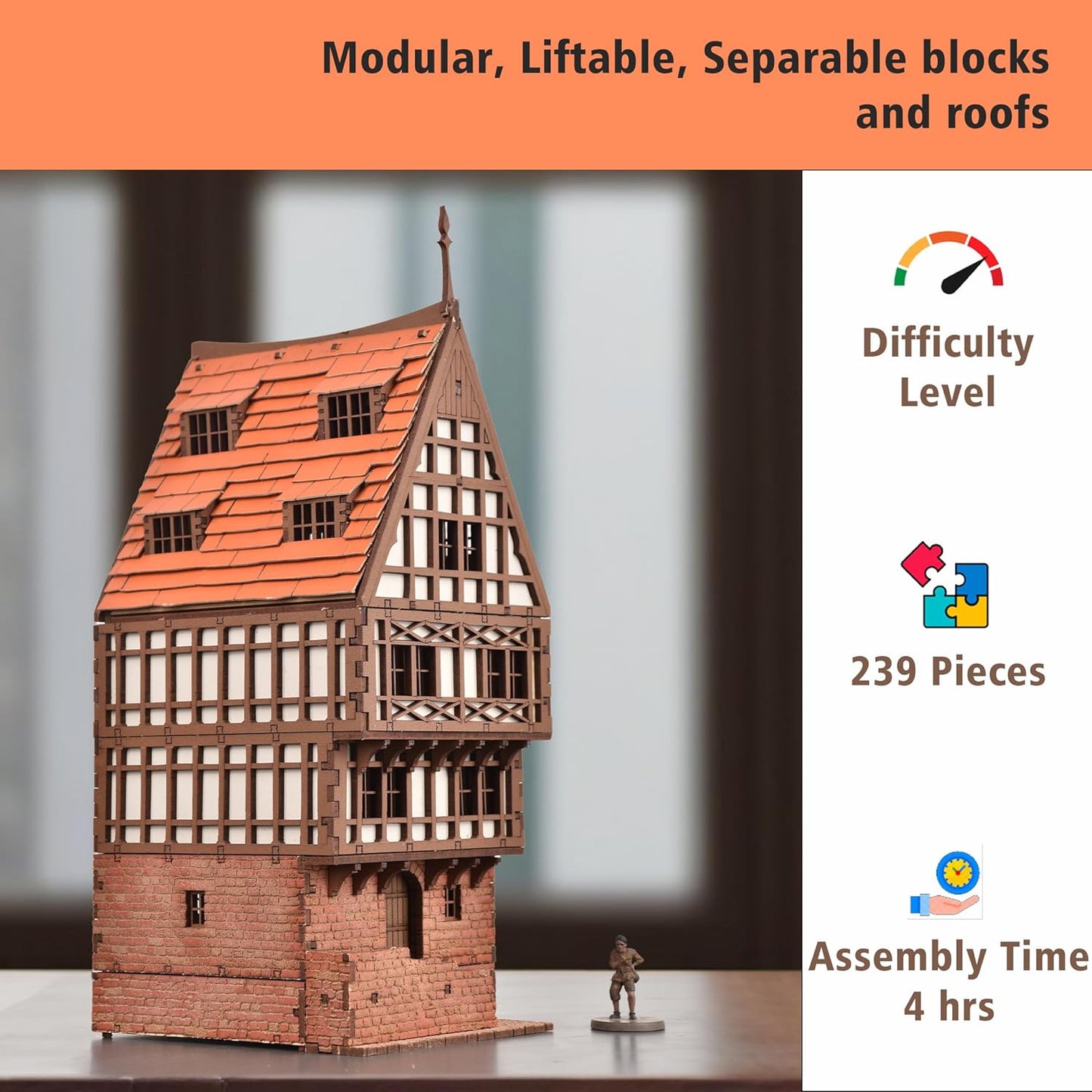 Terracota Rowhouse DIY Wooden Building Kit for Teens and Adults, Suitable for Playing with Family - Realistic