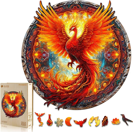 KAAYEE Wooden Jigsaw Puzzles-Wooden Puzzle Adult Unique Shape Advanced Phoenix Wooden Jigsaw Puzzle for Adult,Fathers, Family Puzzles 11.8 * 10.9in 200pcs