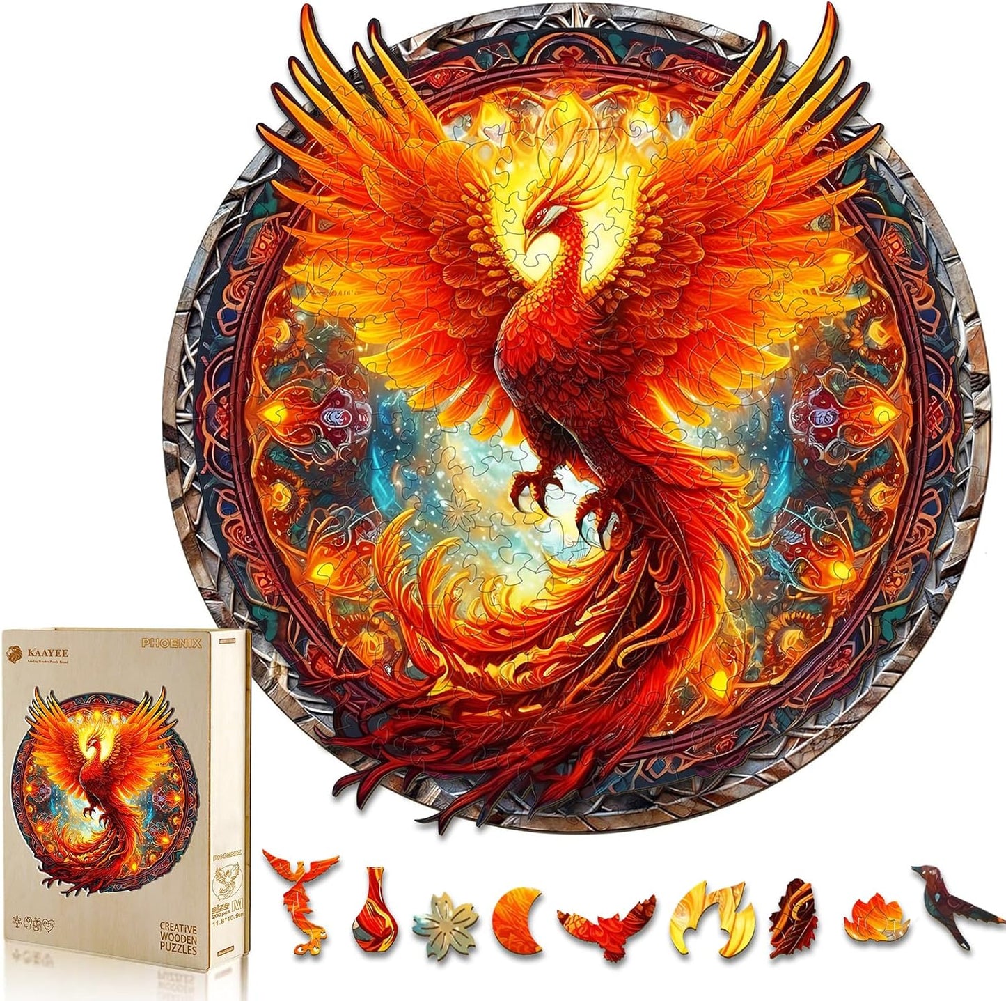 KAAYEE Wooden Jigsaw Puzzles-Wooden Puzzle Adult Unique Shape Advanced Phoenix Wooden Jigsaw Puzzle for Adult, Family Puzzles 21.6 * 20in 680pcs