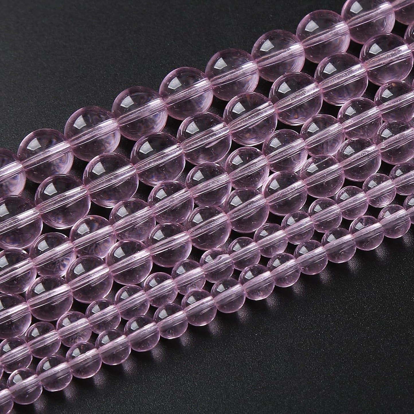 10mm 38pcs Smooth Rose Pink Glass Beads Quartz Crystal Round Loose Beads for Jewelry Making DIY Bracelet Necklace