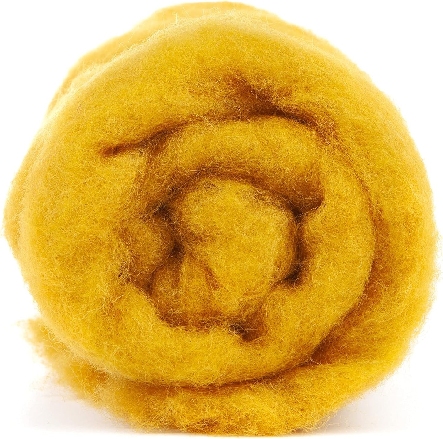 Desert Breeze Distributing Maori Wool Carded Batting, 100% Natural New Zealand Wool Made by DHG in Italy for Needle Felting, 3.5 OZ, 27 Micron, Color Saffron Yellow
