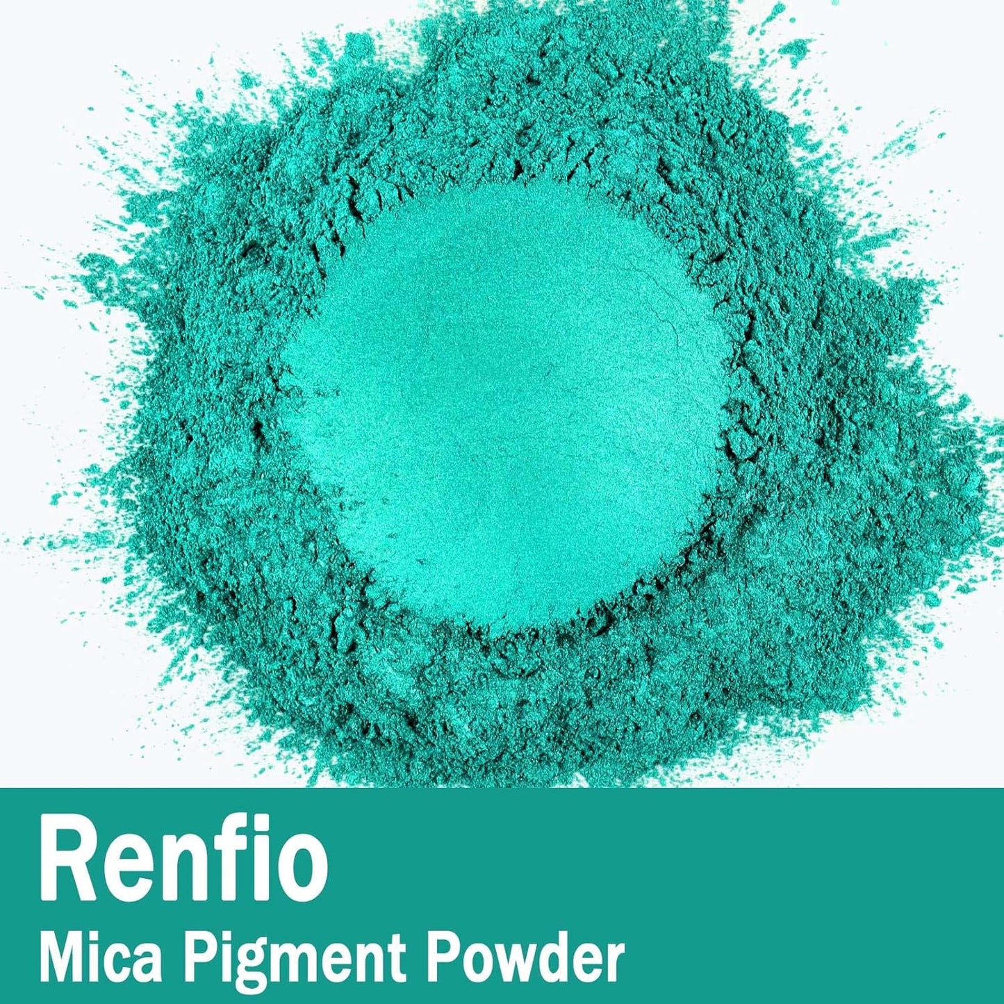 Renfio 100g Mica Powder Pigment, Metallic Natural Dye Mineral Pearl Shimmer Epoxy Resin Dye for Painting Soap Making Slime Bath Bombs 3.5 Oz - Turquoise