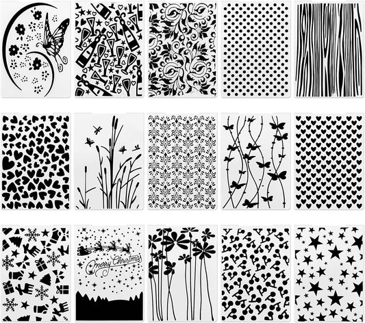 Create idea 15PCS Embossing Folders Plastic Templates Craft Card Christmas Stencils for Making Paper Cards Photo Album Wedding Decoration Scrapbooking