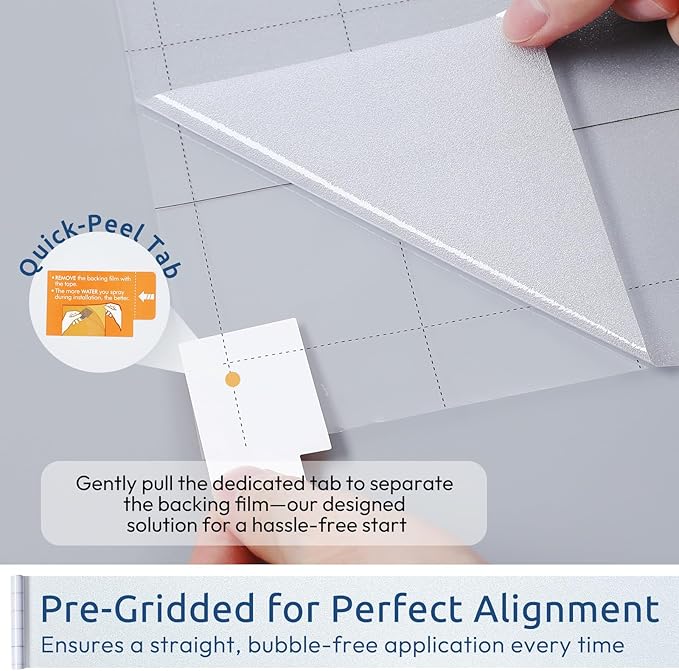 rabbitgoo Frosted Glass Window Privacy Film, No Glue, Anti-Glare Heat Blocking, Easy to Install, Renter Friendly Removable Opaque Bathroom Window Clings for Glass, 35.4 by 78.7 inch