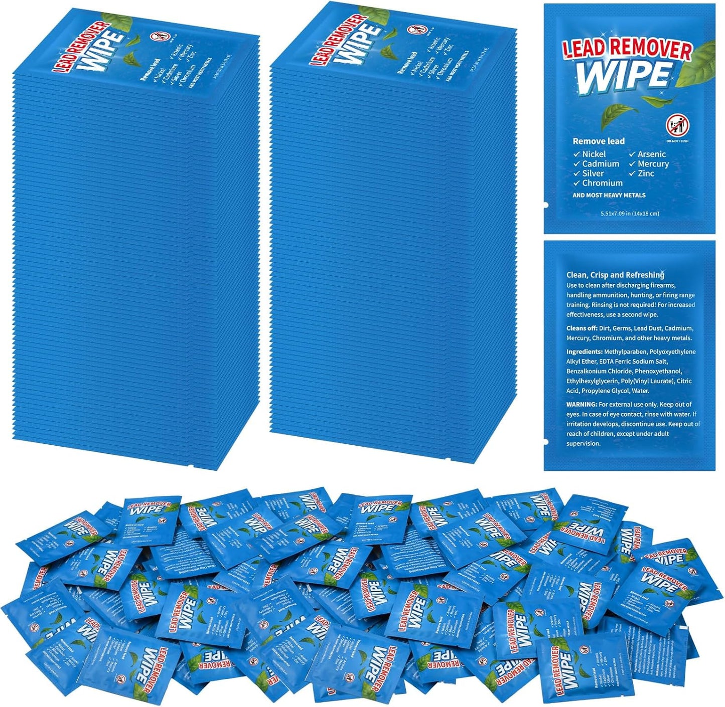 100 Pack Lead Remover Wipes for Shooting Hand & Surface Cleaning Wipes Effectively Removes Lead, Dust, Oil & Grime Individually Wrapped Wipe for Shooting Ranges, Hunting, Industrial Use