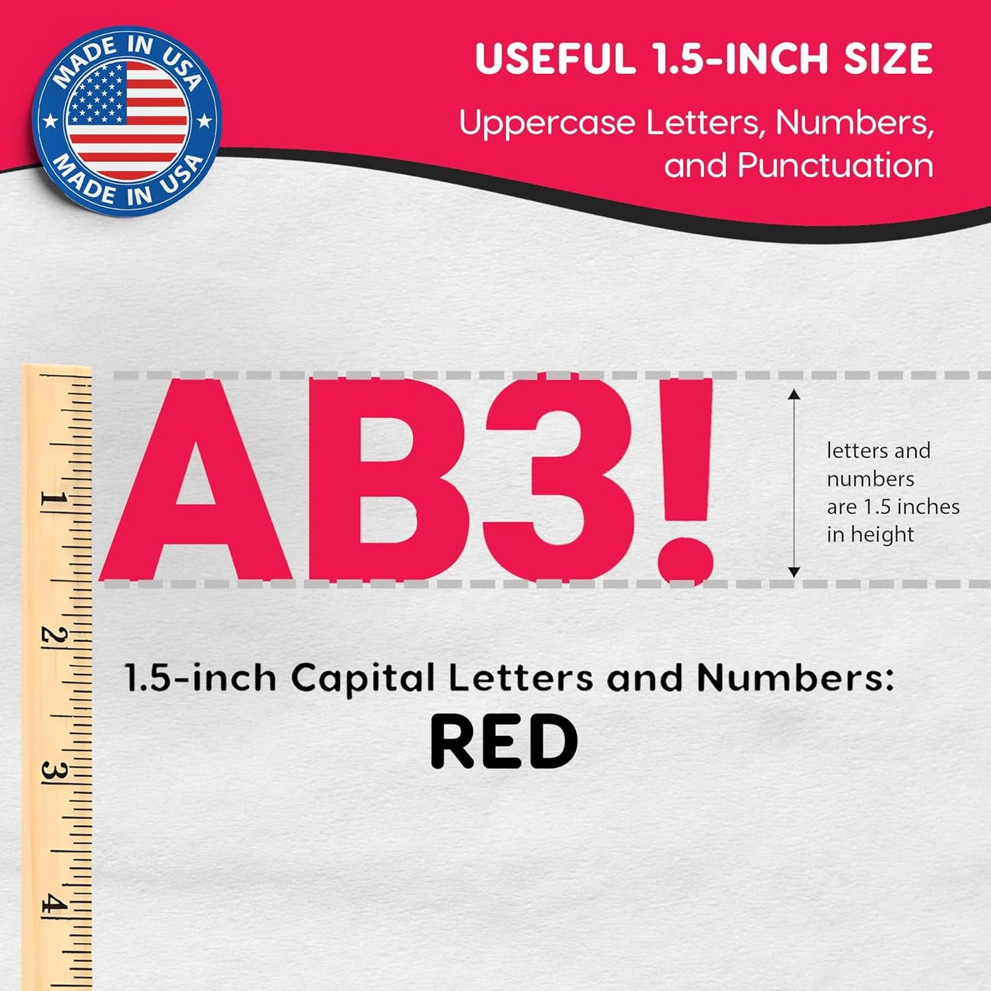 FreshCut Crafts 636 Pcs 1.5 in. Red Bulletin Board Letters & Numbers, Capital Alphabet, Numbers, Punctuation, US Made Card Stock Punch Out Letters for Posters, Bulletin Boards, Classroom