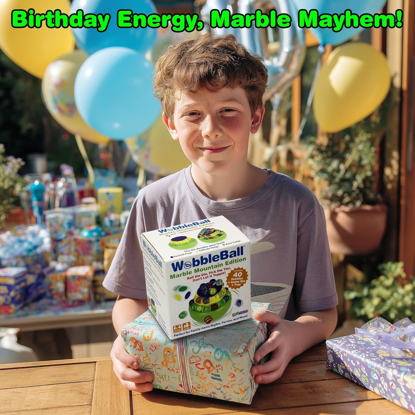 Funwares WobbleBall 3-Tier Marble Balance Game, 40 Marbles Included, Skill & Dexterity Games for Kids & Adults, Family Party Game for 1-4 Players, Ages 6+