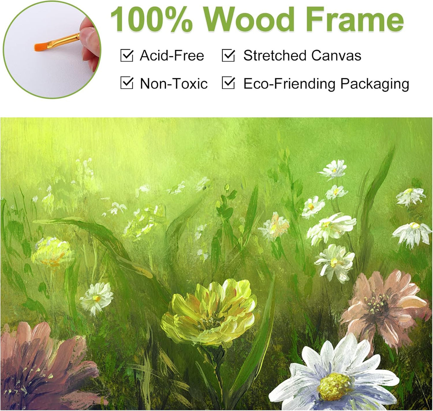 6Packs Mini Stretched Canvases for Painting with 3x5”, 4x4”, 4x6”, 5x5”, 5x7”, 6x6”, Painting Canvas for Oil & Acrylic Paint.