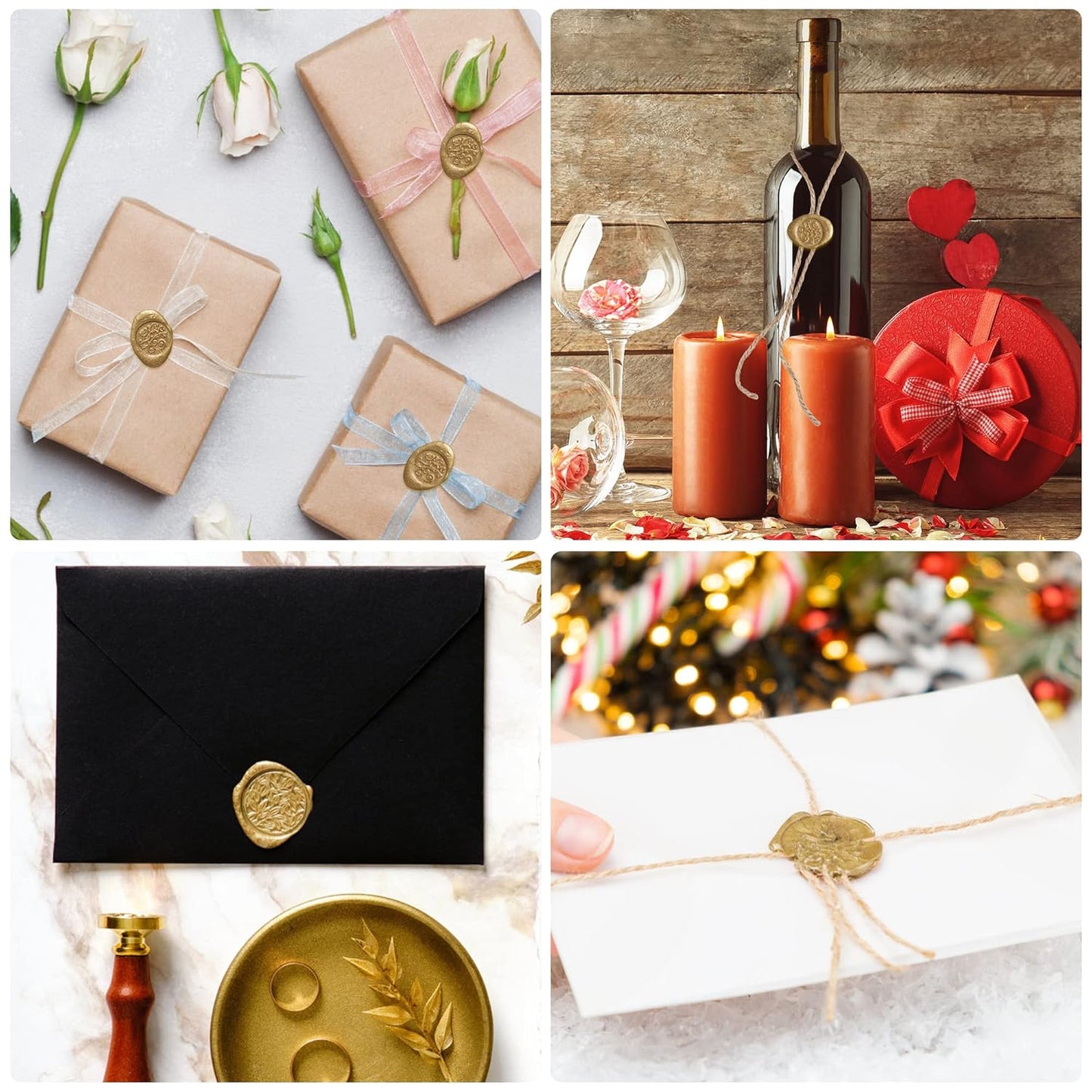 500 Pcs Octagon Sealing Wax Beads Bronze Wax Seal Beads with 4 Pcs Tea Candles and 1 Pcs Wax Melting Spoon for Crafts Letter Wine Greeting Cards Sealing