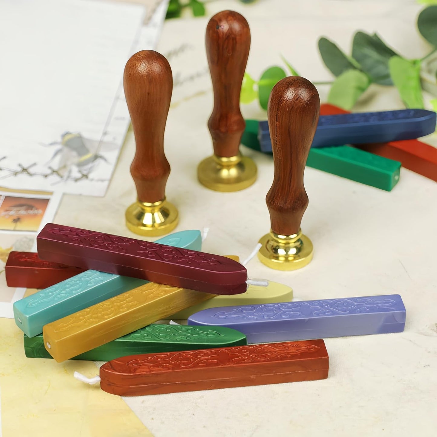 12Pcs Sealing Wax Sticks with Wicks, Assorted Colors Wax Seal Sticks Great for Letter Sealings Waxstamp Wedding Invitations, Packaging Decoration (12)