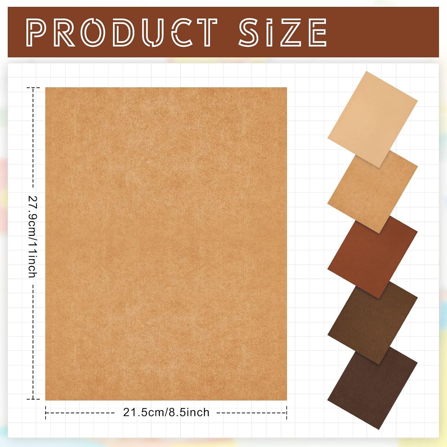 Sinmoe 100 Sheets 5 Shades Cardstock Paper 8.5 x 11 Inches 180gsm Solid Core Printer Paper for Scrapbooking DIY Arts Crafts Making Office Home Supplies(Brown Series)