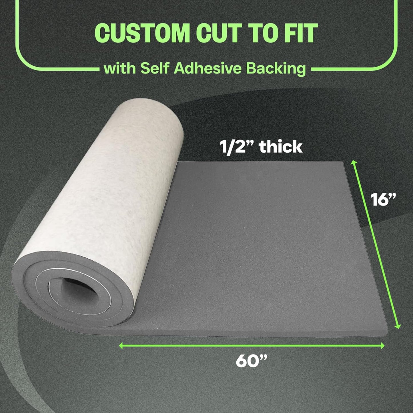 XCEL Foam Roll with Self Adhesive – Gray, 60" x 16" x 1/2" Closed Cell Foam Rubber Water Resistant Padding Sheet – Home, Marine, Garage, Auto Insulation & Cosplay (Gray, 60" x 16" x 1/2")