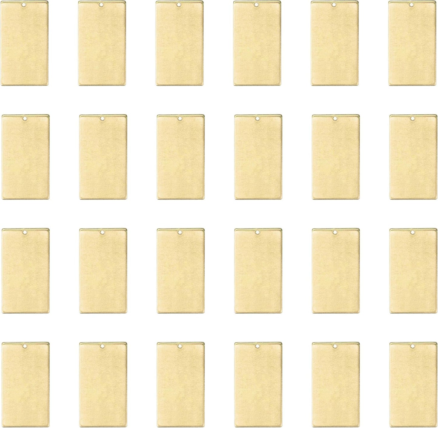 ImpressArt - Premium Metal Stamping Rectangle Blanks for Metal Stamping and Jewelry Making (24 Pack) (11/16" x 1 1/4" Rectangle w/Hole, Brass)