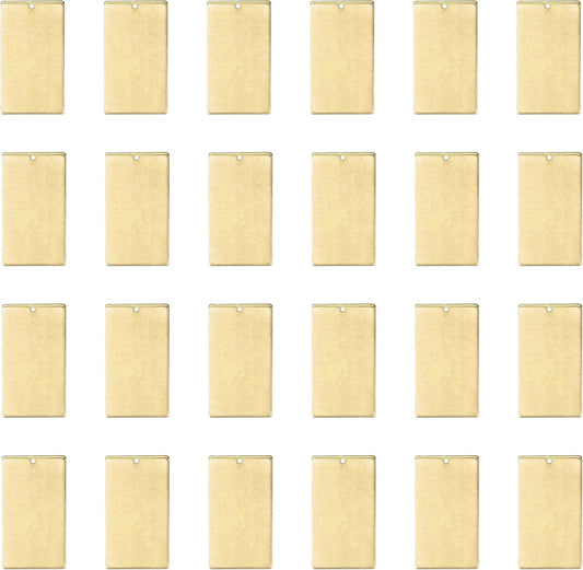 ImpressArt - Premium Metal Stamping Rectangle Blanks for Metal Stamping and Jewelry Making (24 Pack) (11/16" x 1 1/4" Rectangle w/Hole, Brass)
