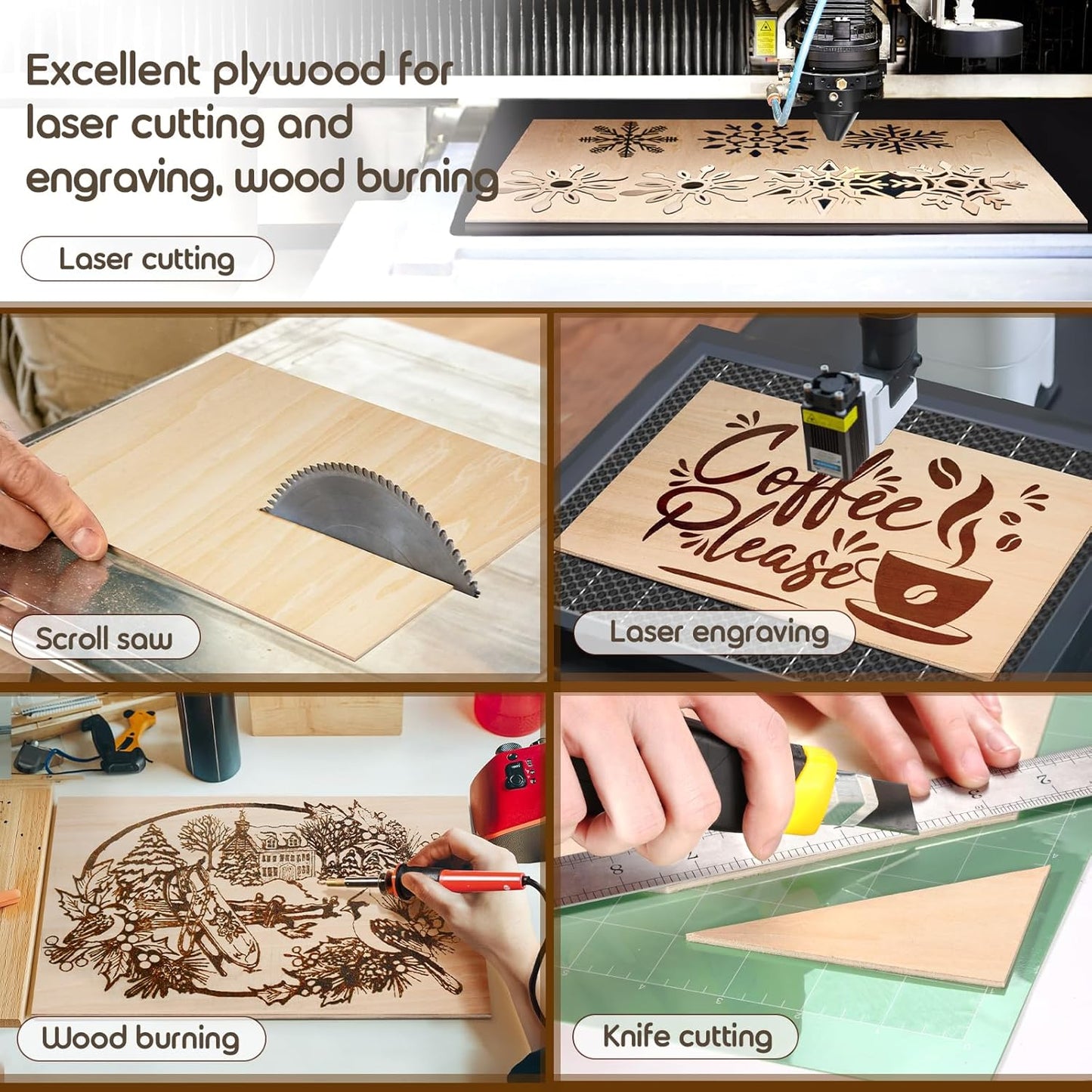 12 PCS 12x20x1/8 Inch Basswood Sheets, MAPRIAL Smooth 3mm Plywood for Laser Cutting, Unfinished Wood Board for Engraving, Wood Burning, Painting, Crafts, Ornaments, Models, Cutter, Engraver, Gifts