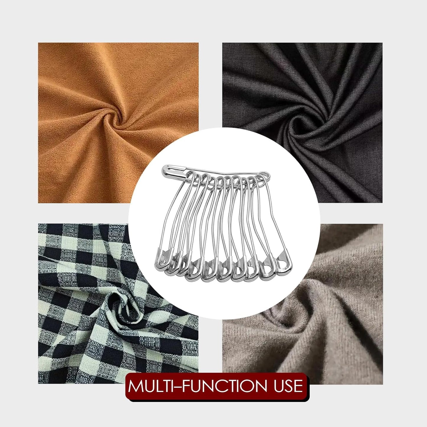 160 Pack Curved Safety Pins for Quilting Basting Pins 28mm 32mm 38mm 54mm Assorted Sizes Quilting Safety Pins Stainless Steel Quilting Pins