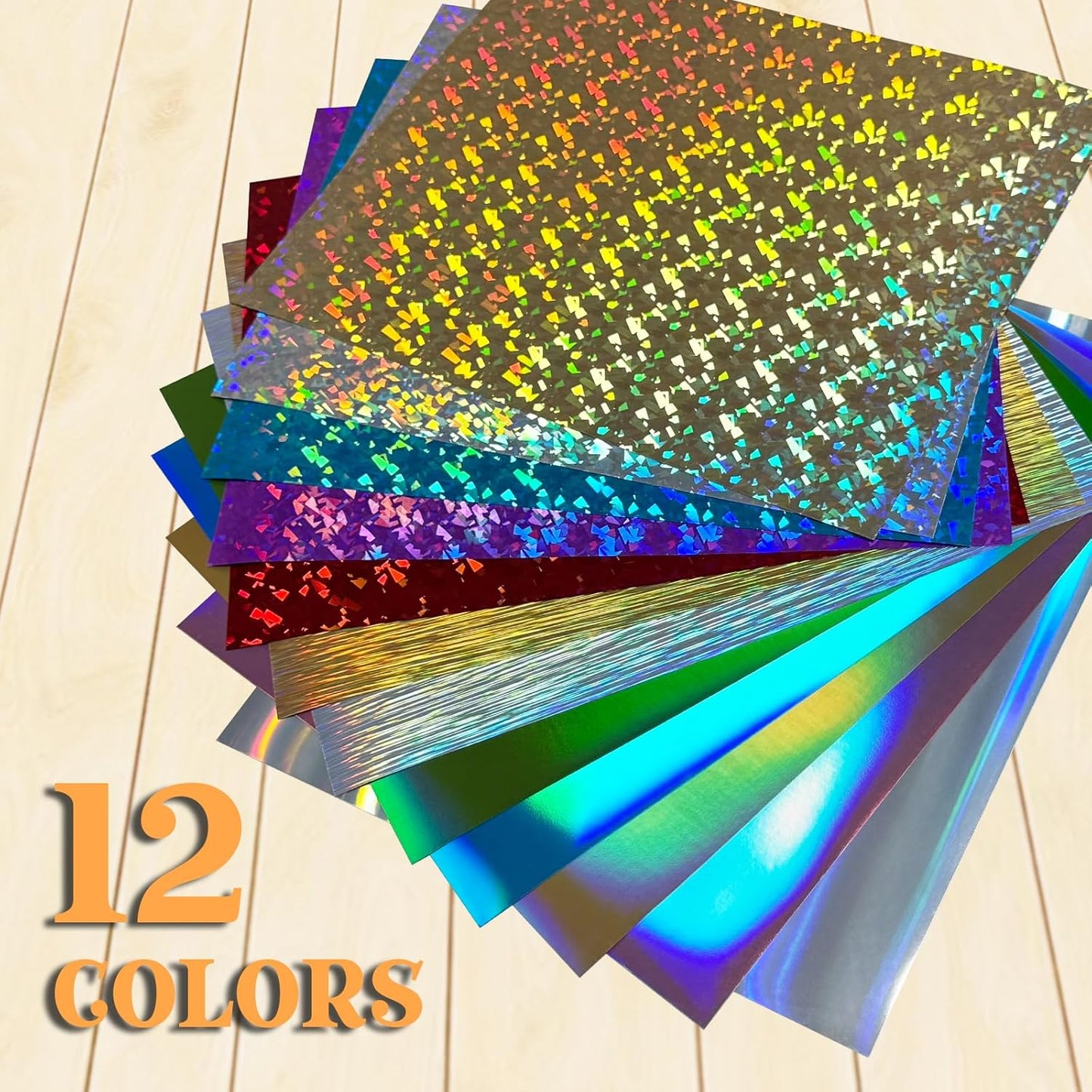 ROFISUESheet MetallicFoil HeatTransferVinyl12Inch*10Inch*12pcsBundleChrome HTV VibrantColors for Stunning T-Shirt DesignsPerfect forDIY (Foil Engraved Film in Thunder Color, 12Inch*10Inch*12pcs)