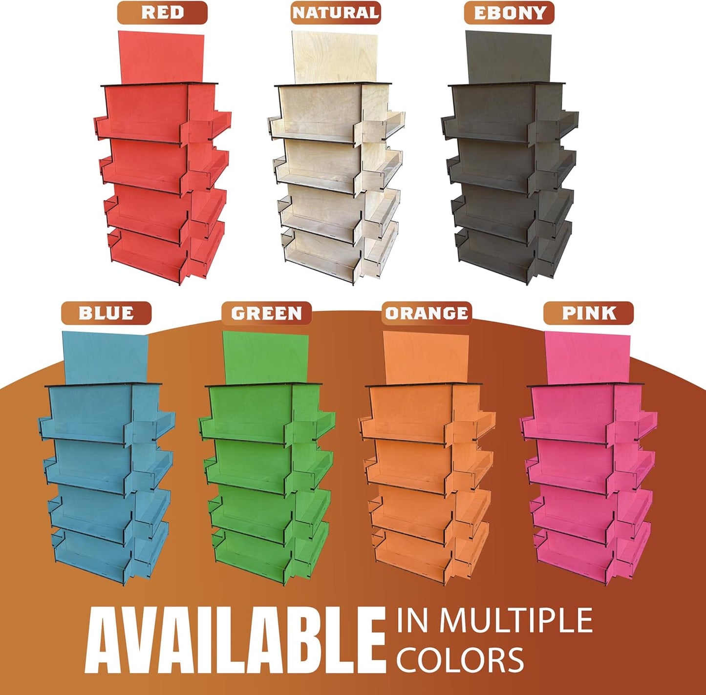 TORCHED DISPLAYS 4-Sided Rotating Display Stand - Craft Shows, Trade Shows, Markets - Small & Medium-Sized Items like Stickers, Postcards, Coasters, Note Pads, Napkins, Easy to Assemble (Pink)