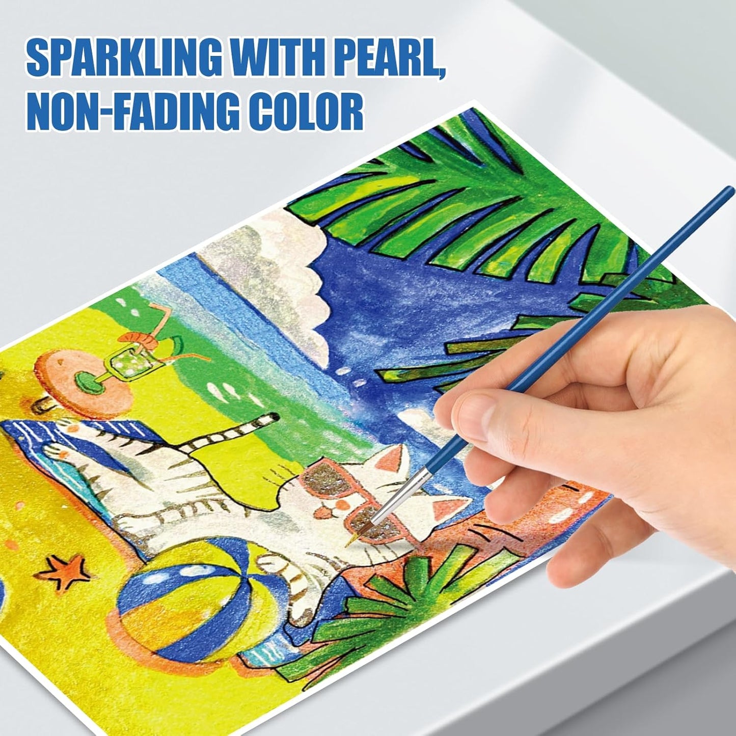 Mini Glitter Watercolor Paint Set, 20 Colors Shimmer Metallic Watercolour Painting Sets, Solid Pearl Water Color Paints for Kids, Adult, 1ml Trial Pack(Summer)