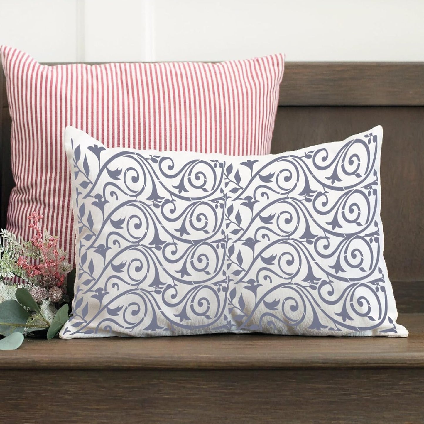 Floral Stencils for Crafts Reusable Texture Stencils Background Stencil Leaf Swirl Templates for Painting on Wood Furniture Card Canvas