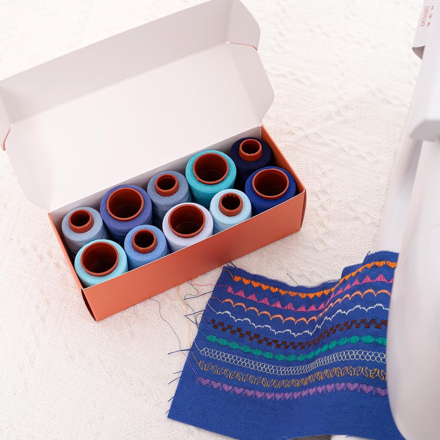 10 Pcs Sewing Thread, All Purpose Sewing Thread, 10 Spools Assorted Colors Each 800 Yards of Polyester Threads for Sewing Machine, Hand Stitching, Quilting, Serger (Blue Color System)