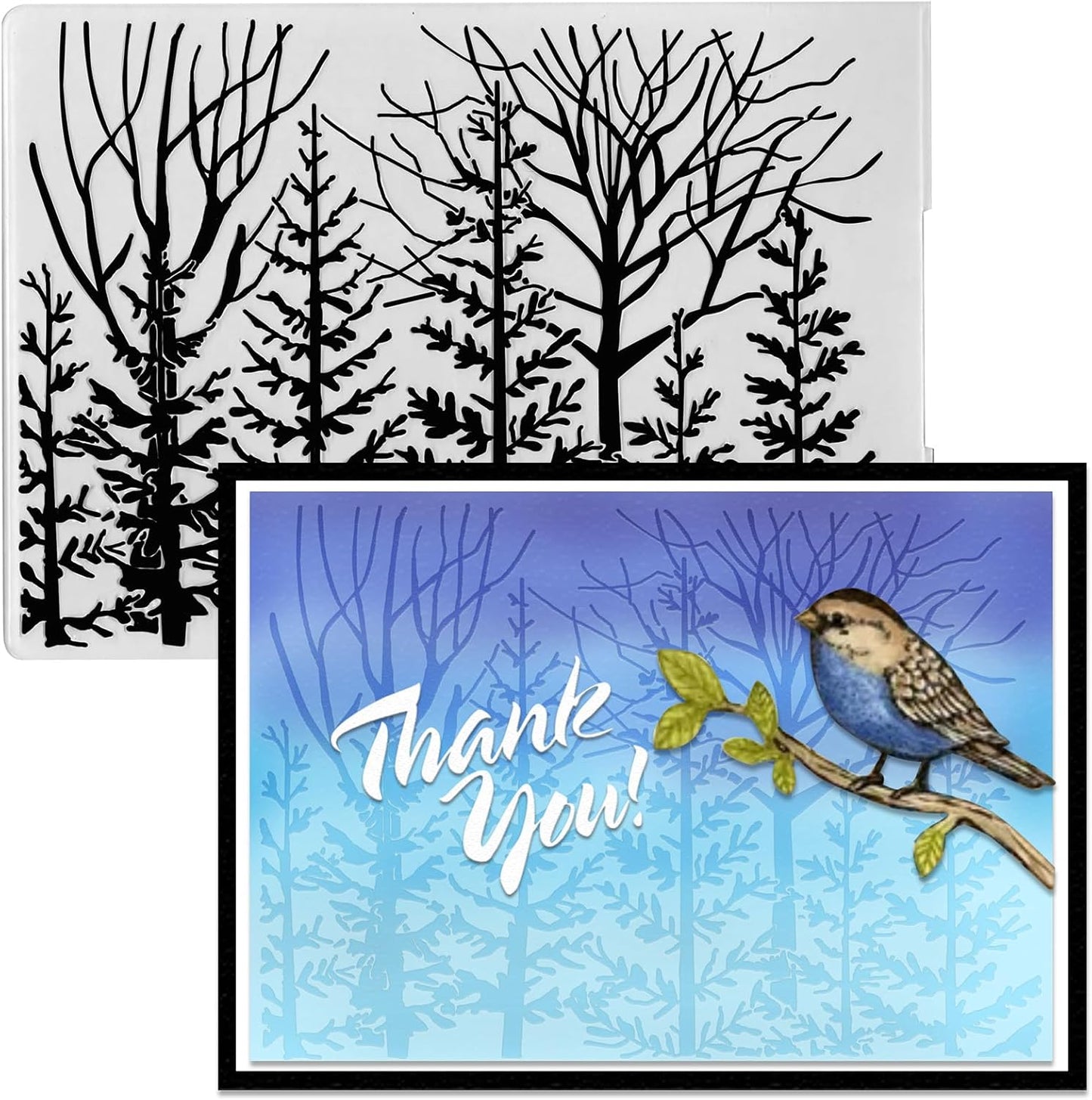 3D Textured Embossing Folders for Card Making, Forests Trees Plastic Embossing Folders Shrubs Plants Embossing Folder Craft Card Template for DIY Scrapbooking