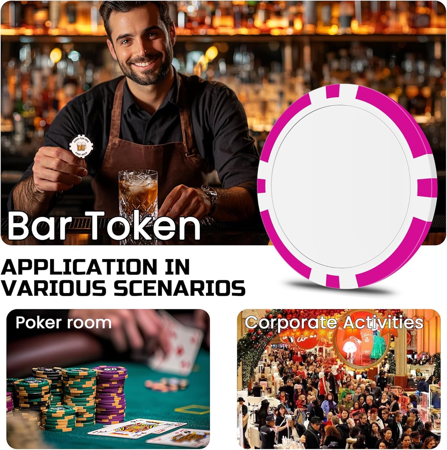 50 Custom Poker Chips, Personalized with Your own Logo, Photo or Text - 11.5g Casino Chips for Poker Gram, Tournaments, Business Card, Token