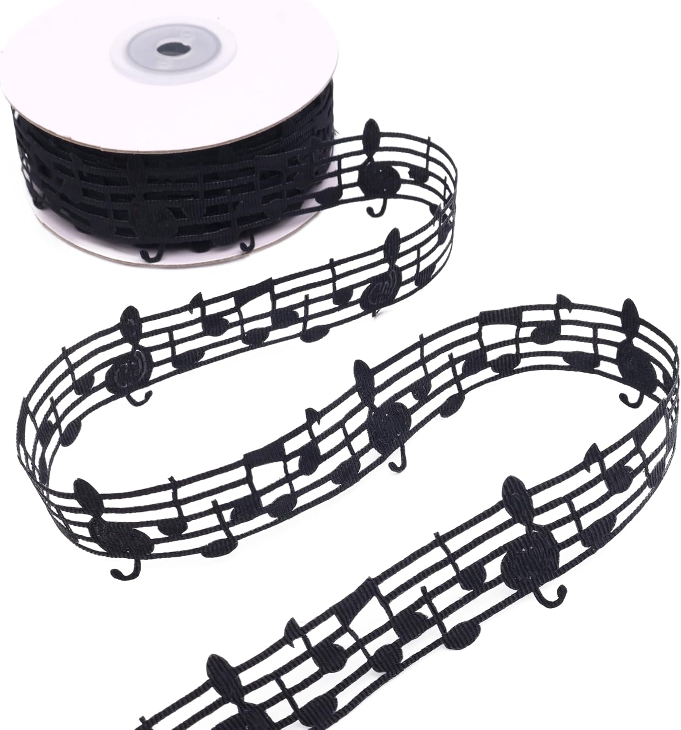 Black Music Note Ribbon Grosgrain Ribbon Notation Craft Music Accessories Trim for Homecoming Mum Supplies Christmas (20 Yards/Roll)