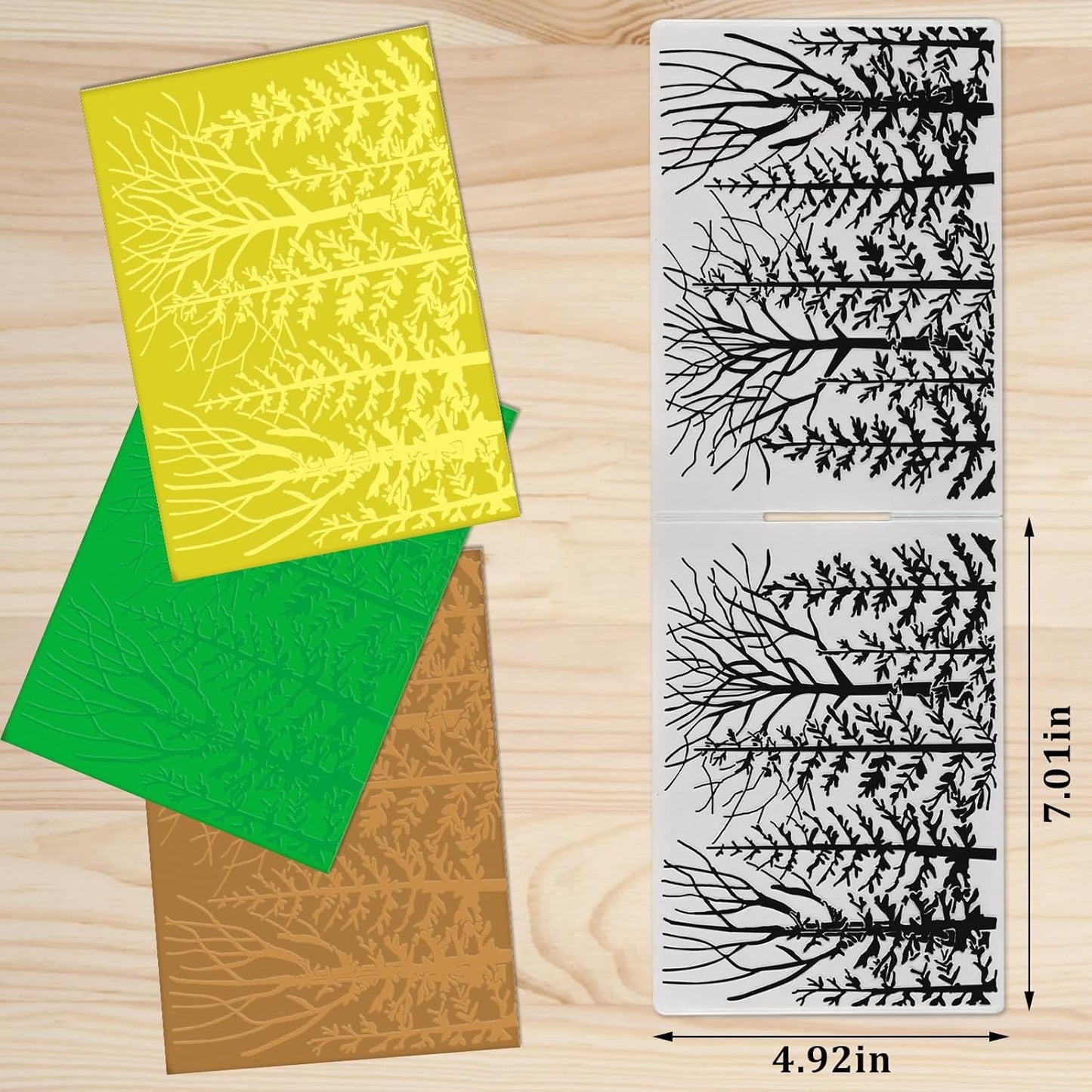 3D Textured Embossing Folders for Card Making, Forests Trees Plastic Embossing Folders Shrubs Plants Embossing Folder Craft Card Template for DIY Scrapbooking