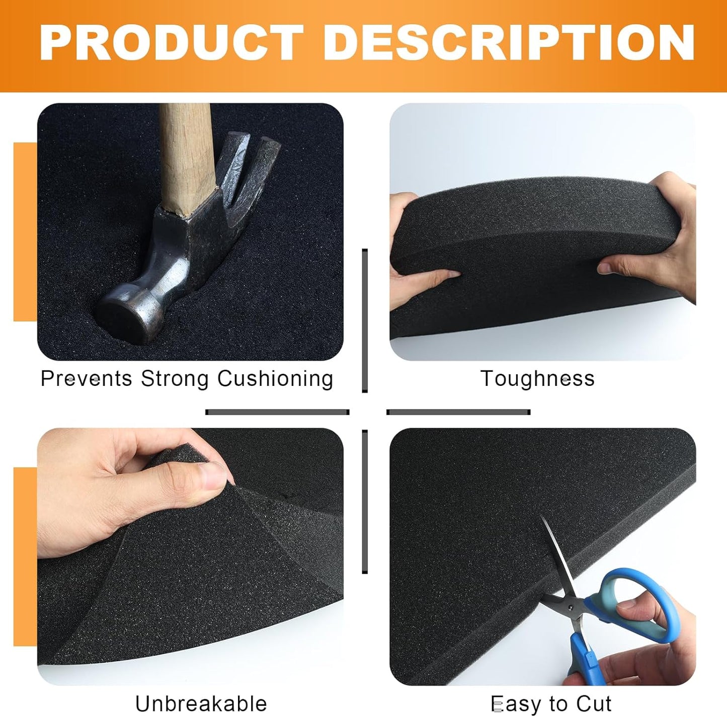 Eunice 4Pcs 12 x 12 x 0.4 Inch Polyurethane Foam Sheets & 4Pcs 12 x 12 x 2 Inch Cuttable Foam Inserts for Cases, Packing Foam Pads for Tool Box, Camera Storage and Crafts