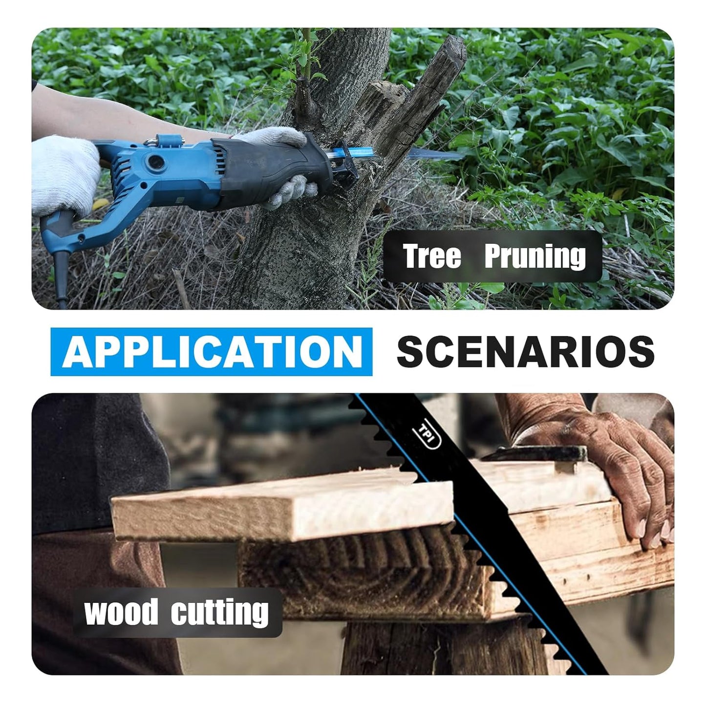 2 Pack 9 inch Reciprocating Saw Blades Set， 6 TPI High Carbon Saw Blades for Wood with Nails ，Saw Blades with Organizer Case (2, 6T/9inch)