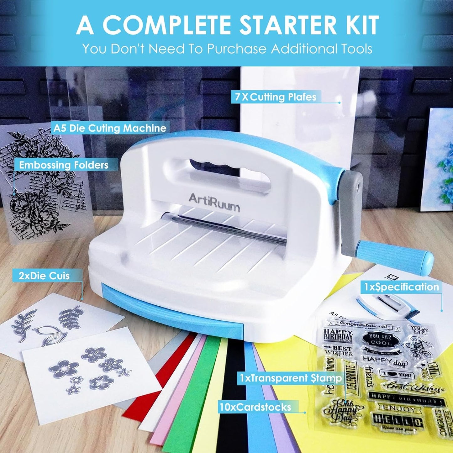 Manual Die Cutting & Embossing Machine,Portable Die Cut Machine with Storage Box,6'' Opening Size for Cardmaking,Scrapbooking and DIY Crafts-Full Tools Included