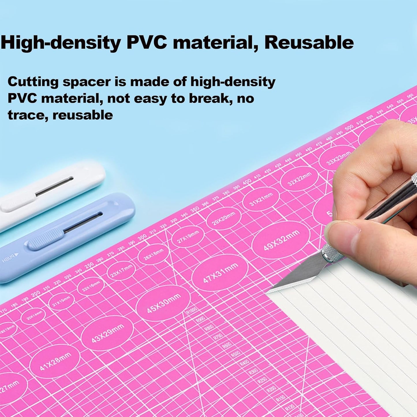 A5 Cutting Mat, Self Healing Sewing Mat, Craft Mat Double Sided 3-Ply Craft Cutting Board for Sewing Crafts Leather Fabric Scrapbooking Project Art Supplies, 8.6“ x 5.9”, Pink