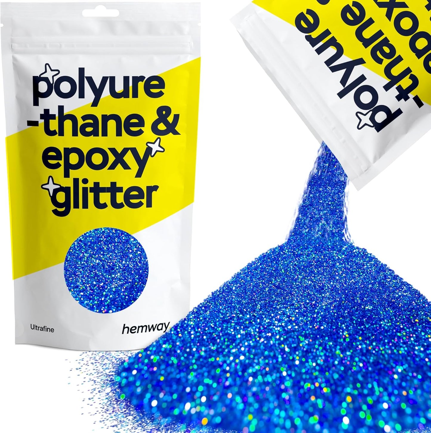 Hemway Polyurethane & Epoxy Resin Glitter for Arts, Crafts, Tumblers, Flooring, Woodwork, Decorating and Resin Projects 100g - Sapphire Blue Holographic