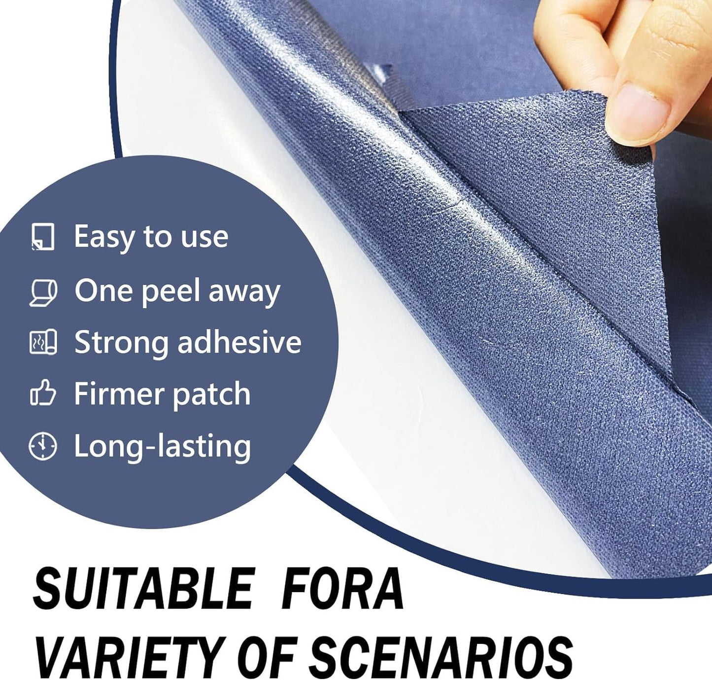 Canvas Repair Patch, 17X79 Inch Strong Sticky Fabric Repair Tape, Self-Adhesive Fabric Patch for Sofas, Tote Bags, Clothing, Car Seats, Furniture (Blue Grey, 17X79 Inch)