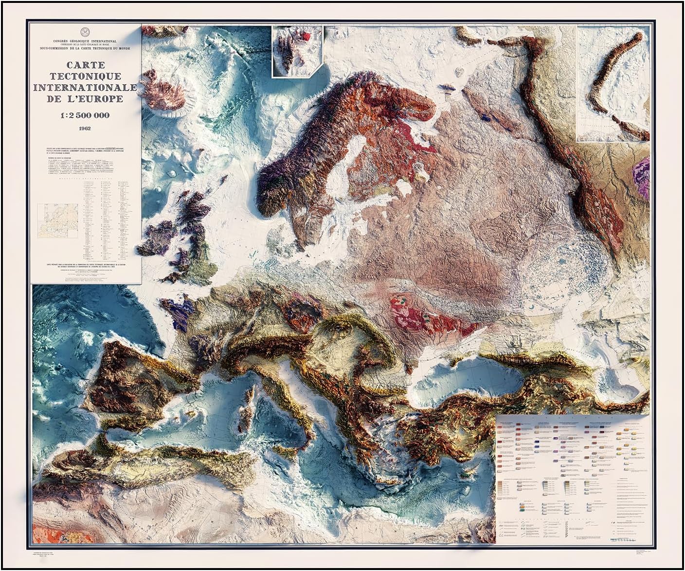 Muir Way Shaded Relief Elevation Map of Europe - Vintage-Style Topographic Wall Art with Map Look - Unframed Flat Paper Print, 24x20