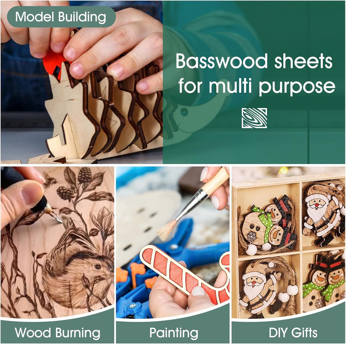 6 Pack Basswood Sheets for Crafts 1/8x12x18 Inch 3mm Larger Basswood for Laser Cutting, Drawing,Wood Burning, Architectural Models.Plywood Sheets Unfinished Squares Wood Boards for DIY Crafts.