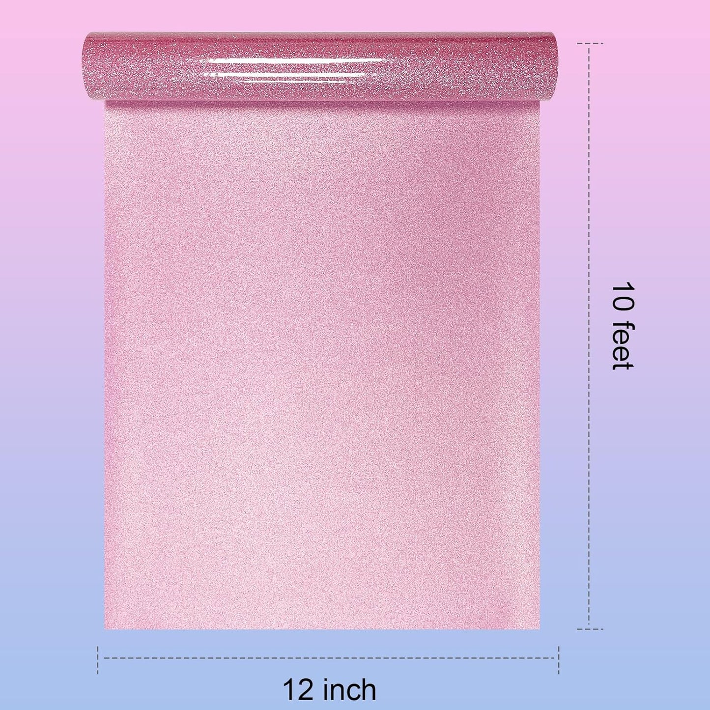 Glitter HTV Heat Transfer Vinyl Rolls- 12" x 10ft. Glitter Iron on Vinyl for DIY T-Shirts, Glitter for All Cutters, Heat Transfer Vinyl (Rosy Pink)